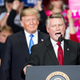 Republican Congressional candidate for North Carolina’s 9th district Mark Harris (C), addresses the crowd as President Donald Trump (L) and Republican Congressional candidate for North Carolina’s 13th district Ted Budd (R), listen at the Bojangles Coliseum on October 26, 2018 in Charlotte, North Carolina